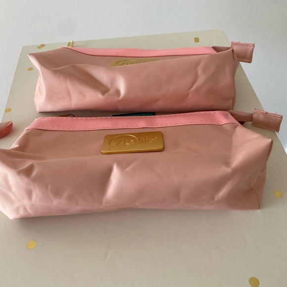 Set of two make up cosmetics bag pouch clutch bags VioLife Gold pink Beige New - Picture 5 of 10